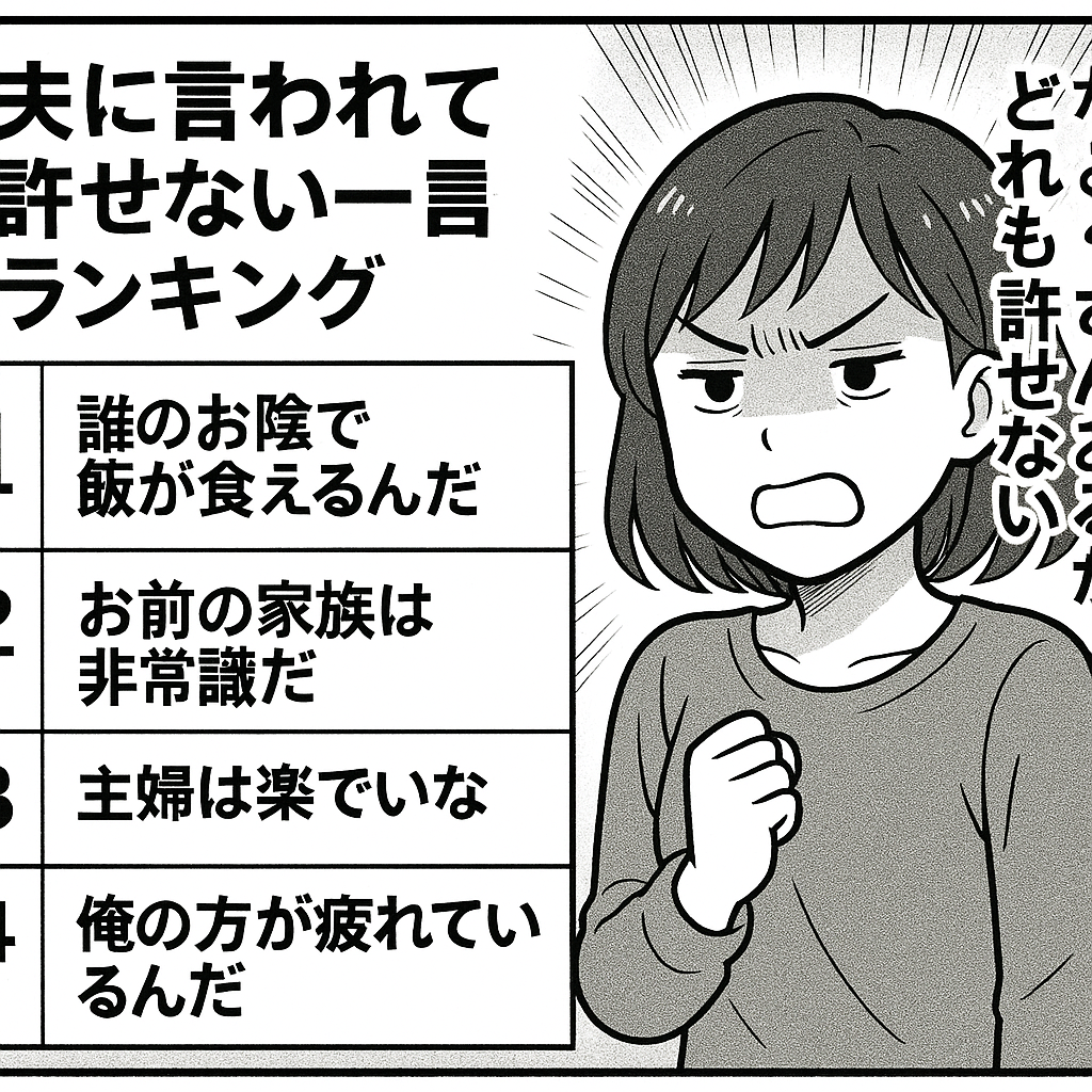 夫に言われて許せない一言ランキング