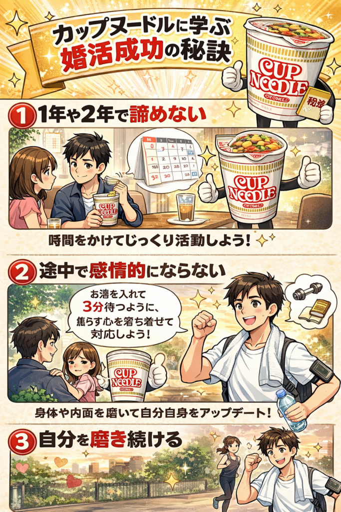カップヌードルに学ぶ婚活成功の秘訣｜50代・60代からの再婚を叶える「猛烈な5年間」